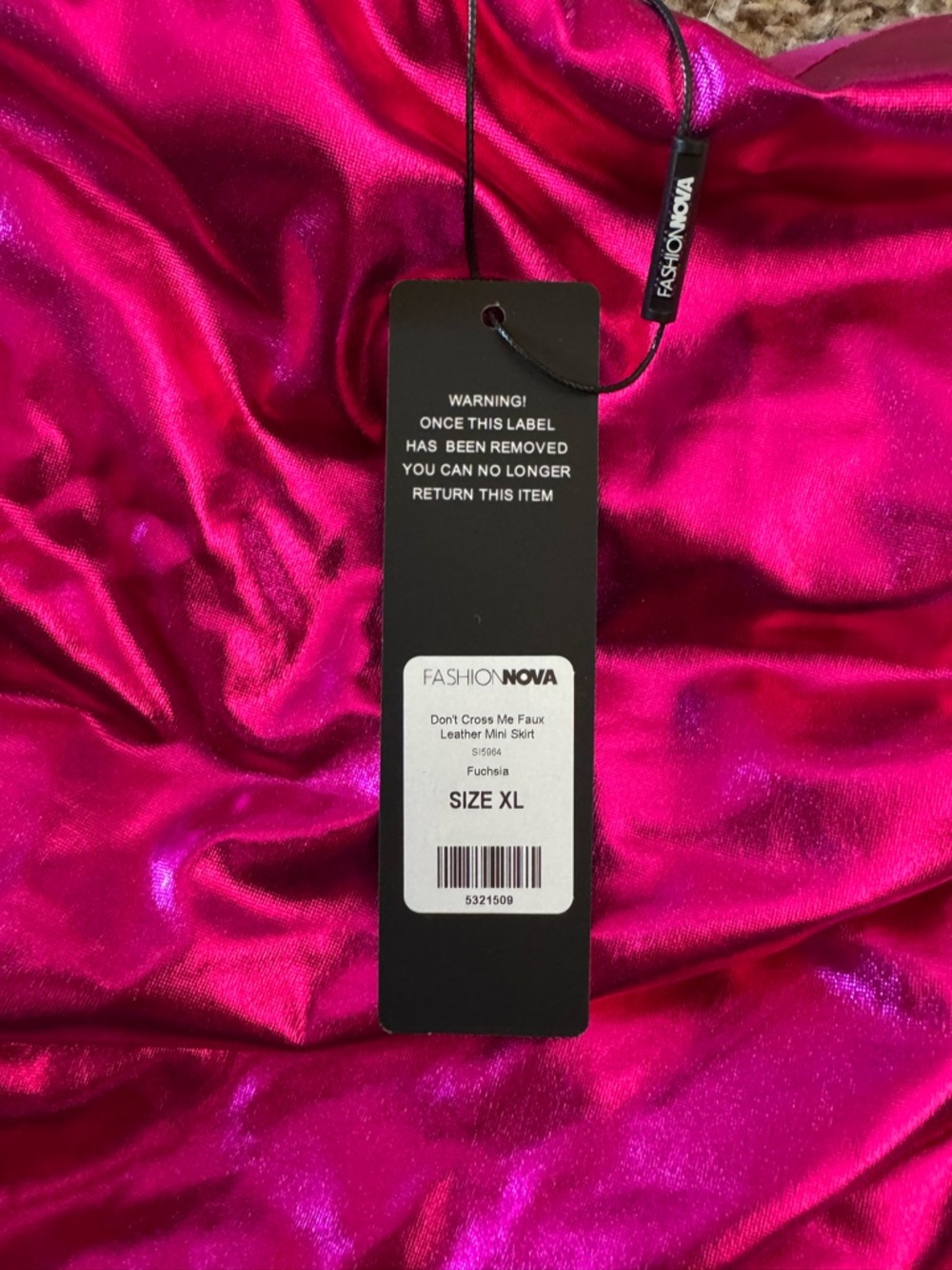 Fashion Nova NWT Fuchsia Faux Leather Mini Skirt XL - Picture 7 of 8